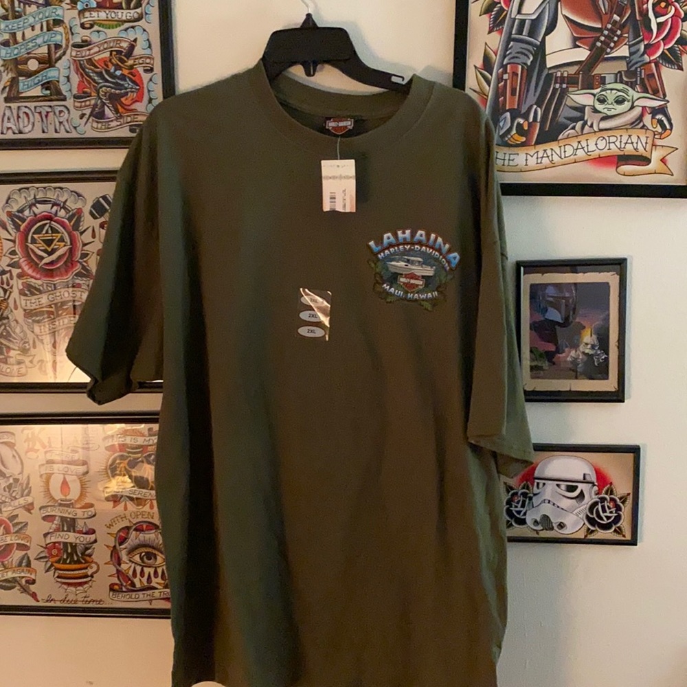 new green Harley Davidson tshirt Lahaina maui
